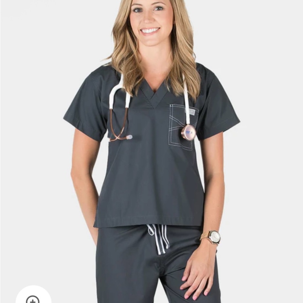 Blue Sky Grey Label Shelby Women's Pewter Scrub Set. XS. NWT